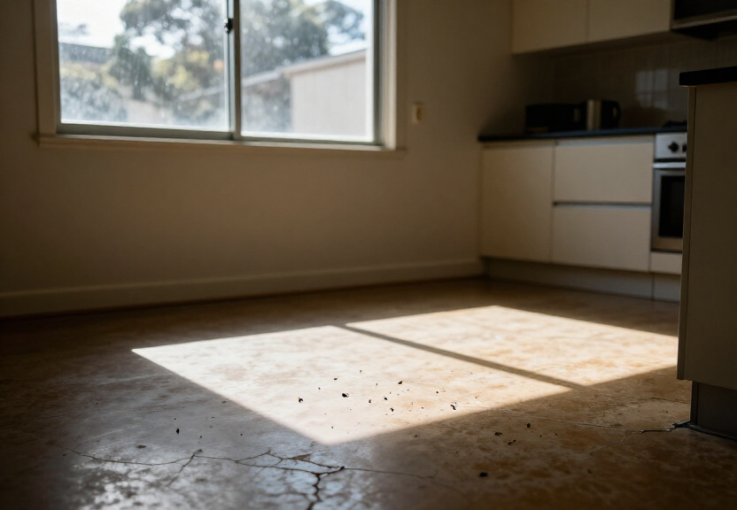 Rodent droppings in a Roseville garage before treatment